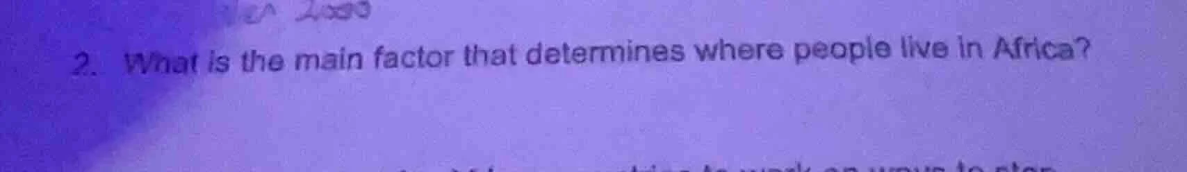 2. what is the main factor that determines where people live in africa?