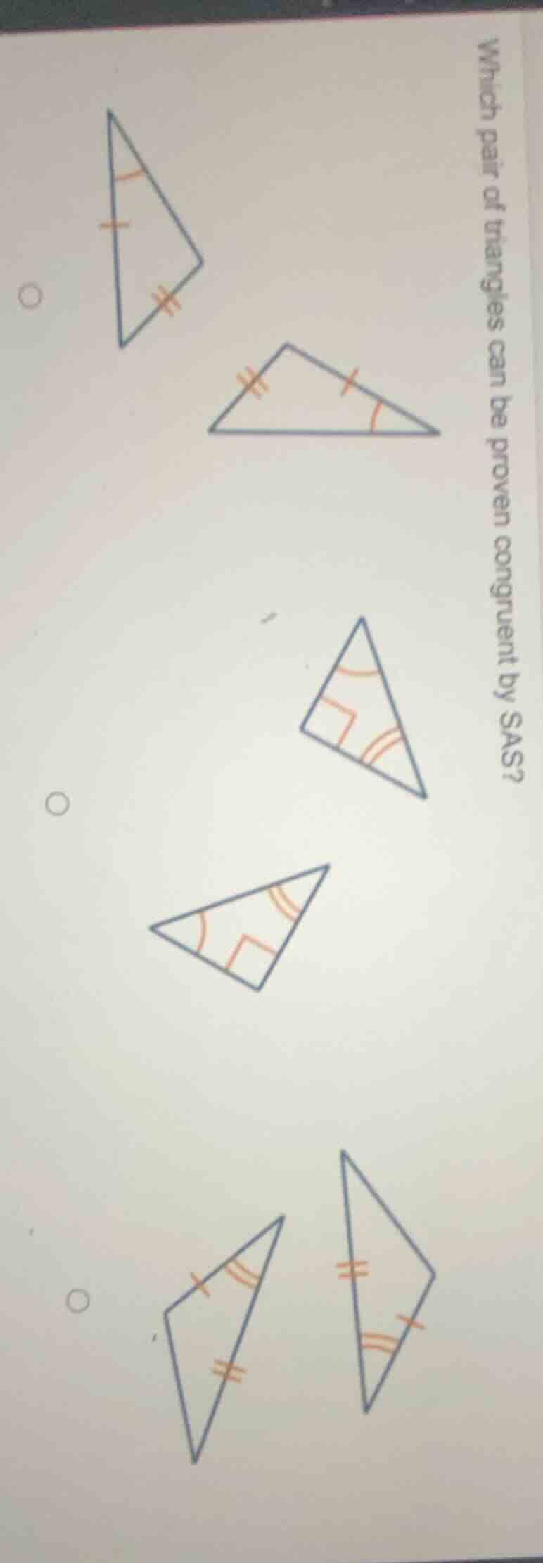 which pair of triangles can be proven congruent by sas?