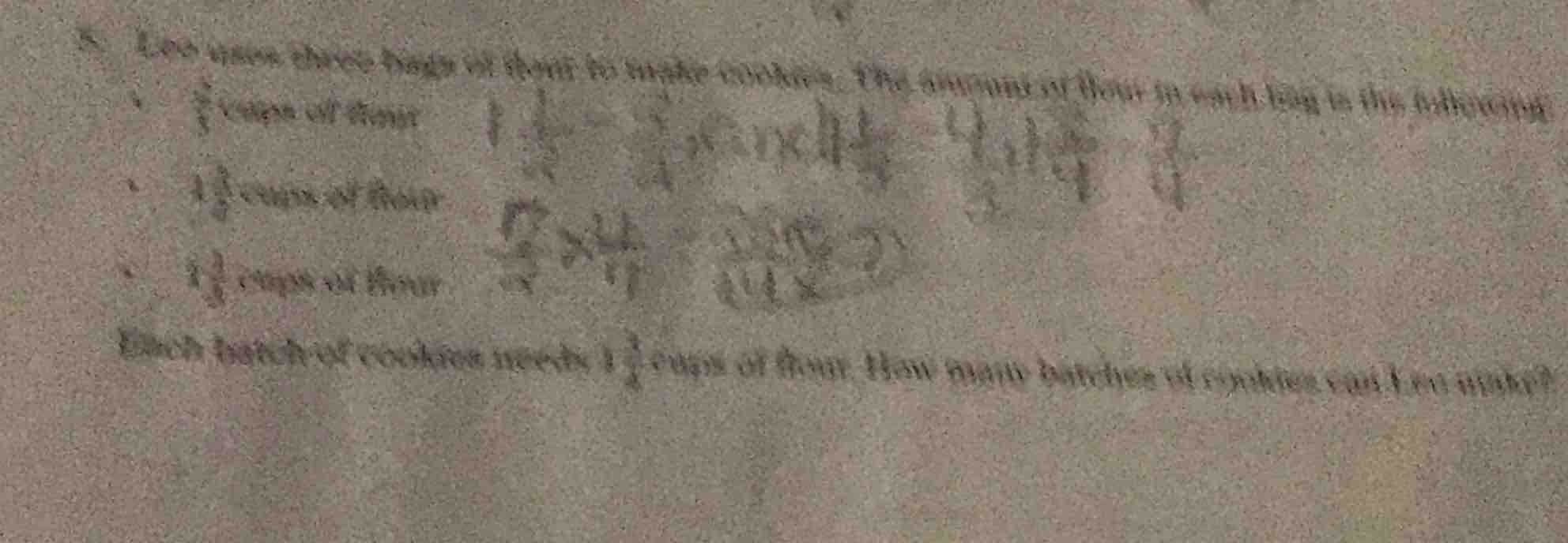 5. leo uses three bags of flour to make cookies. the amount of flour in…