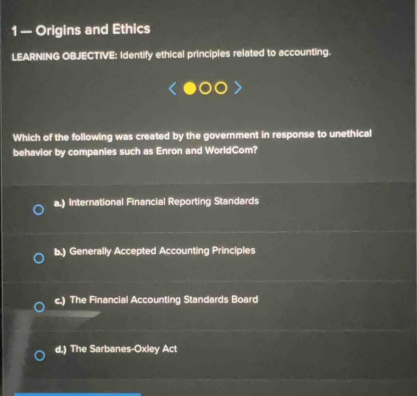 1 — origins and ethics learning objective: identify ethical principles …