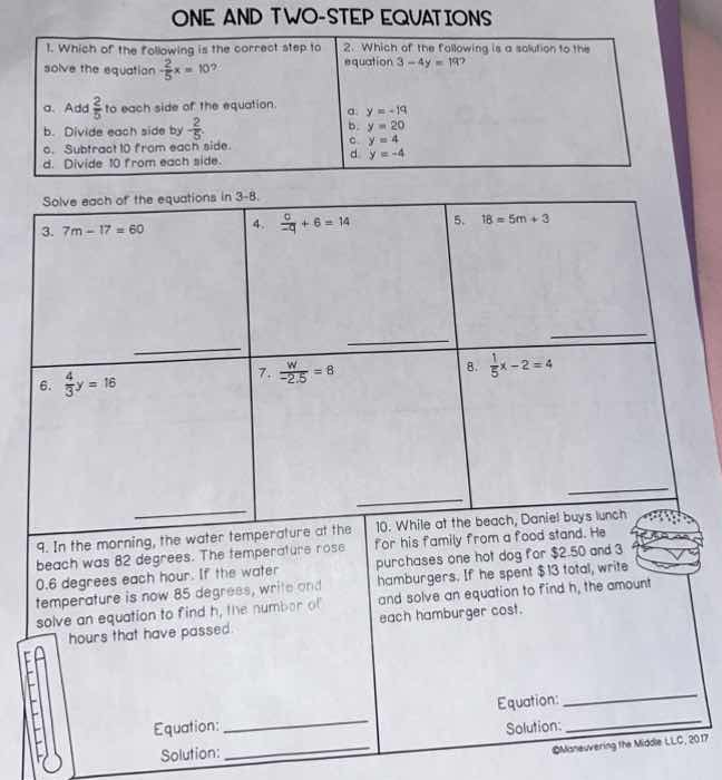 one and two-step equations 1. which of the following is the correct ste…