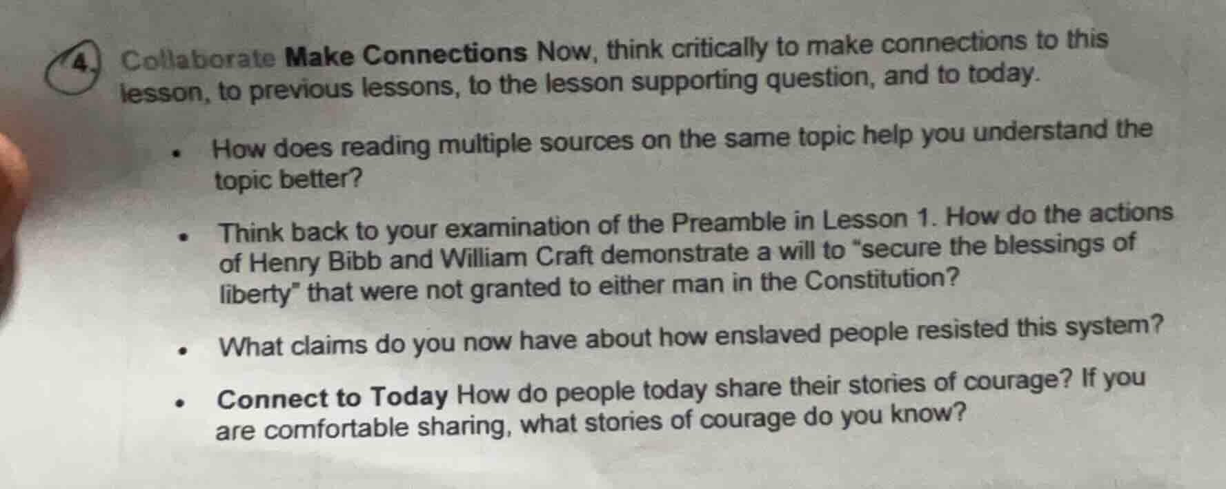 4. collaborate make connections now, think critically to make connectio…