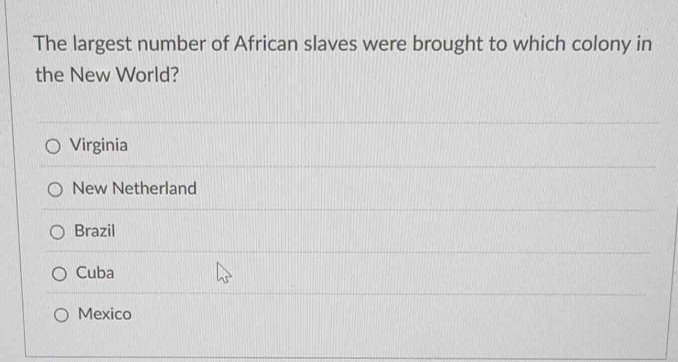 the largest number of african slaves were brought to which colony in th…