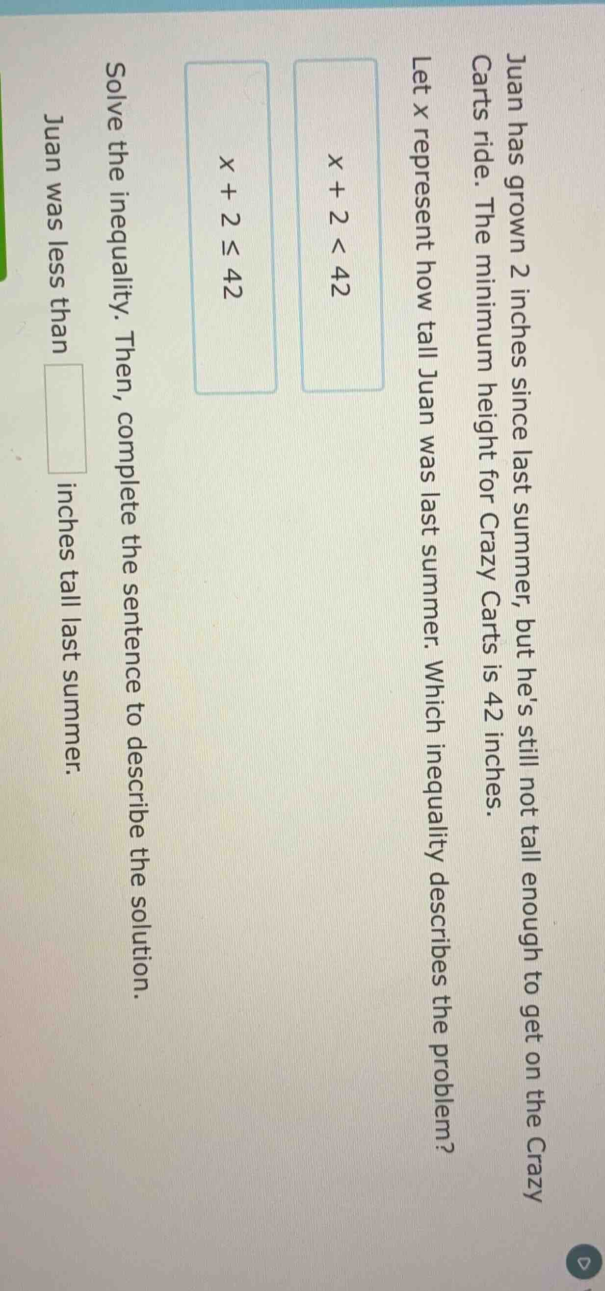 juan has grown 2 inches since last summer, but hes still not tall enoug…