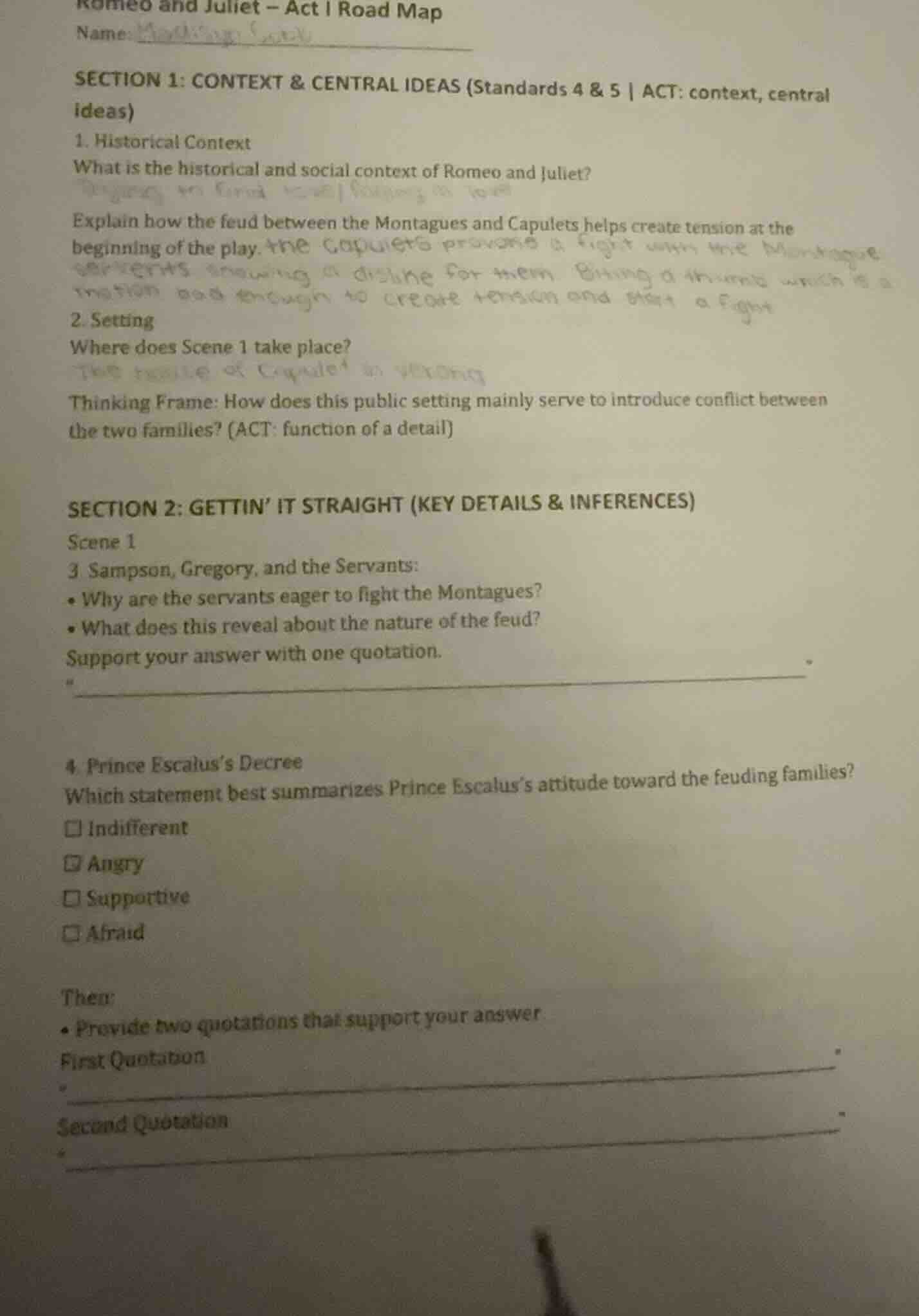 romeo and juliet – act i road map name: section 1: context & central id…