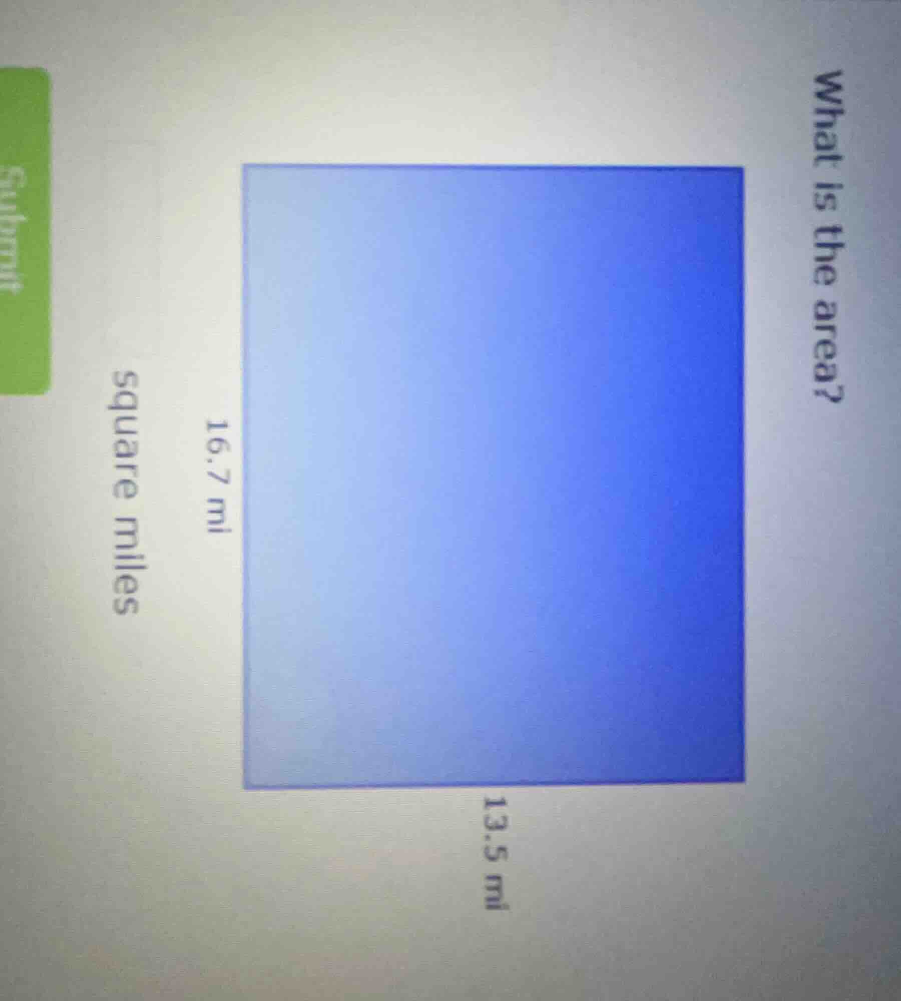 what is the area? 16.7 mi 13.5 mi square miles