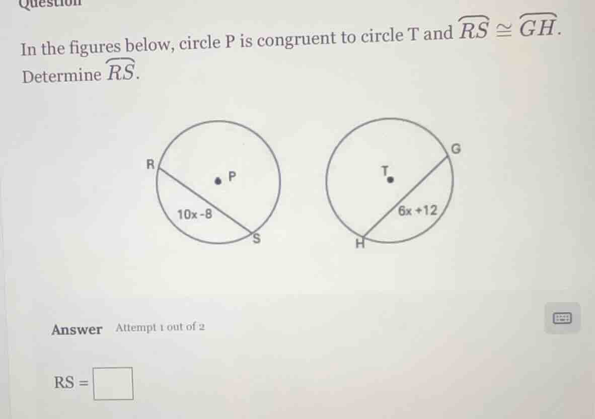 in the figures below, circle p is congruent to circle t and \\(\\overar…