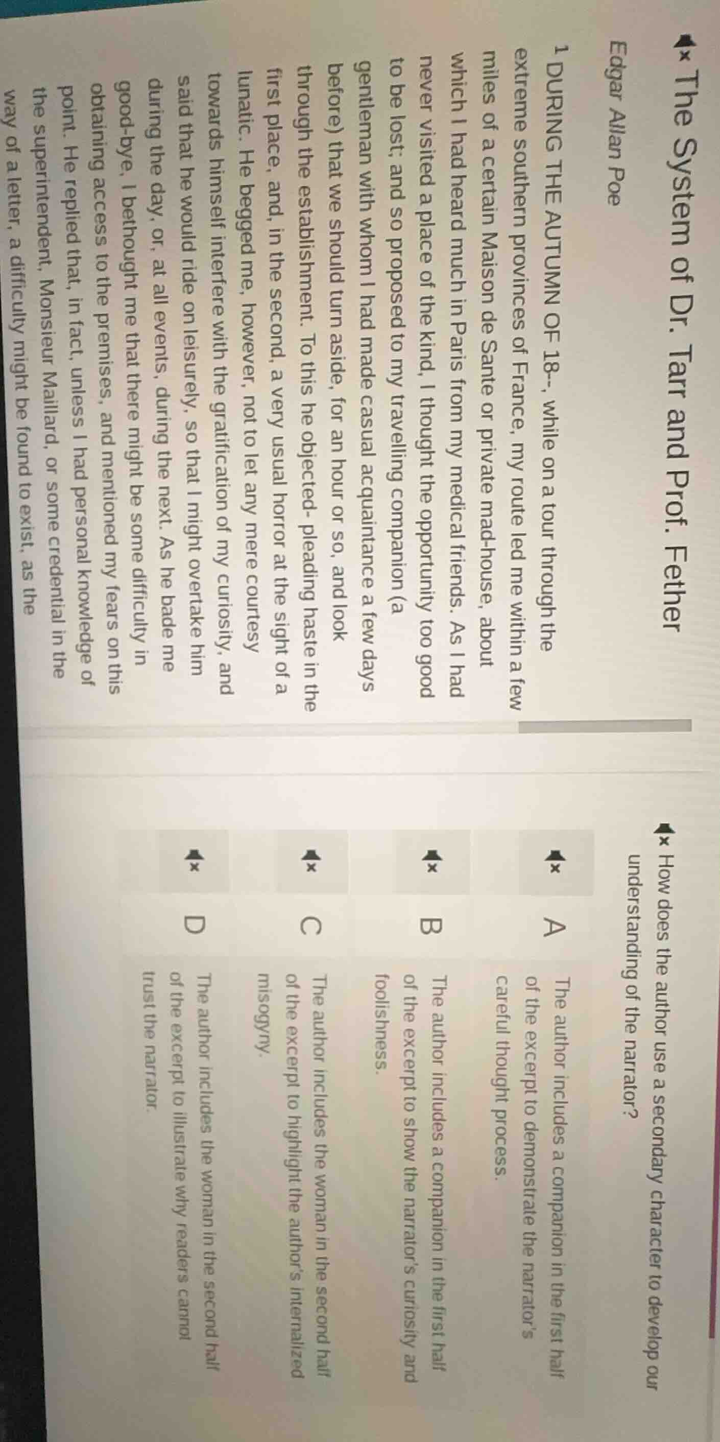 the system of dr. tarr and prof. fether edgar allan poe 1 during the au…