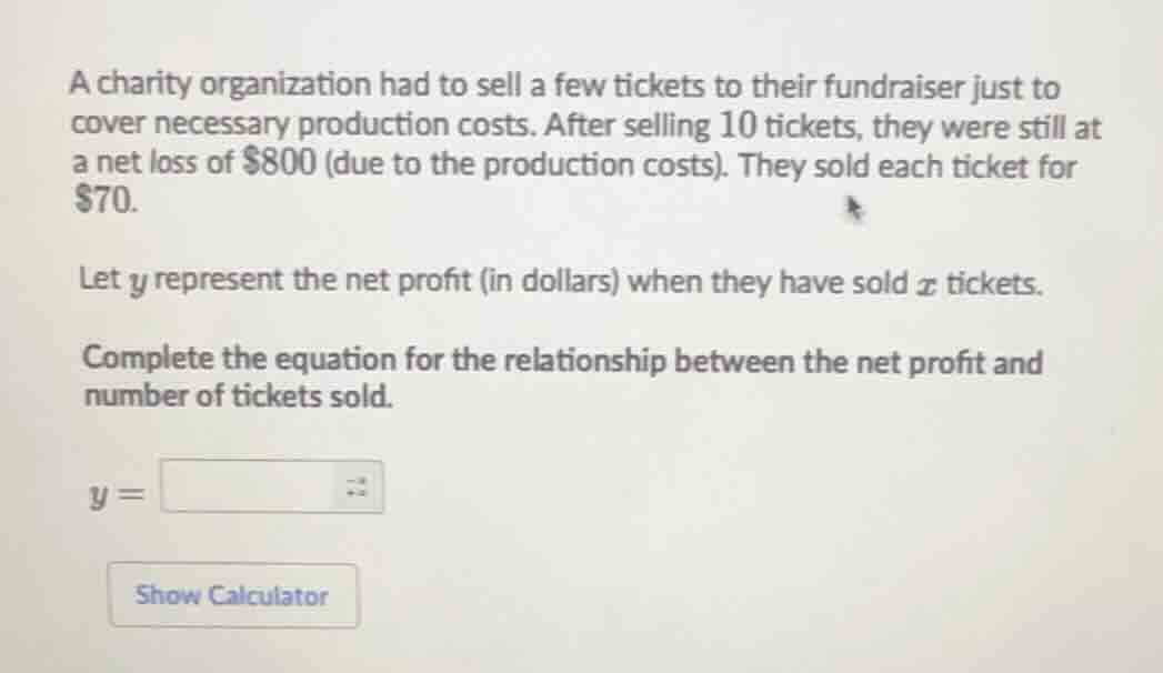a charity organization had to sell a few tickets to their fundraiser ju…