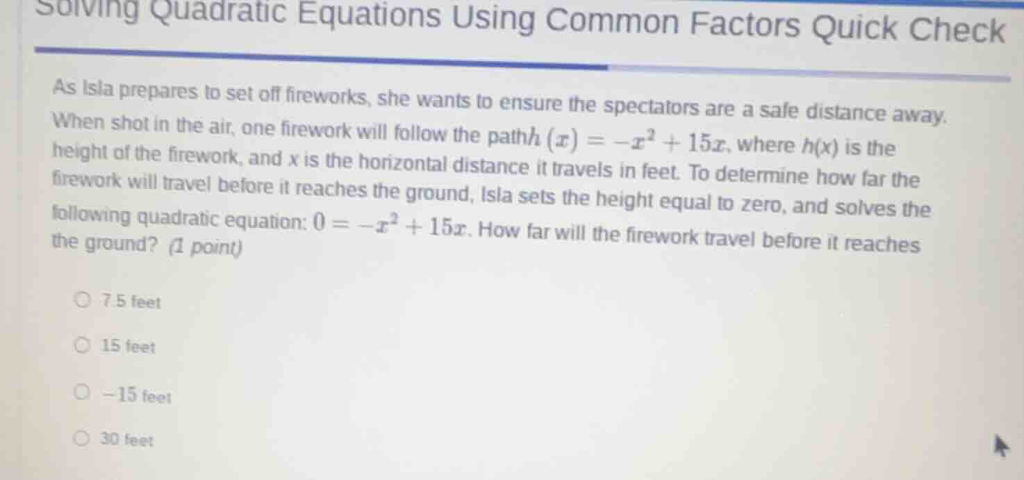 solving quadratic equations using common factors quick check as isla pr…