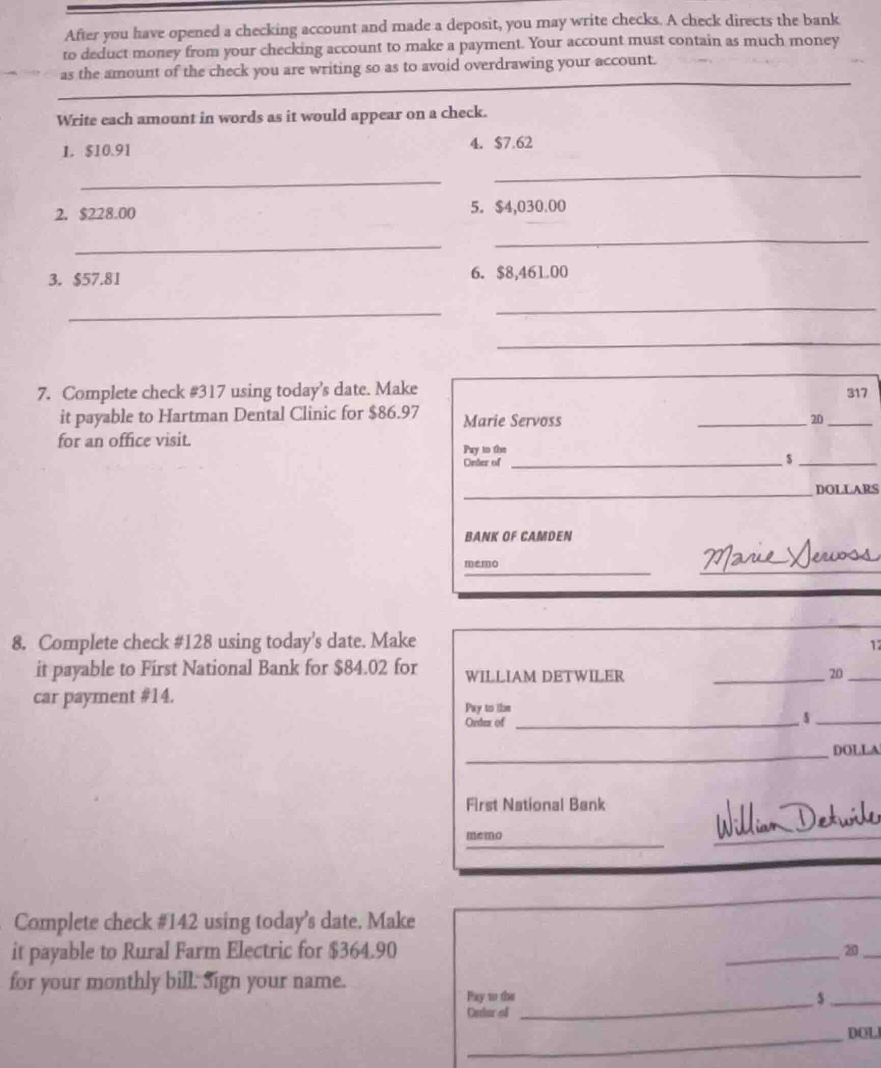 after you have opened a checking account and made a deposit, you may wr…