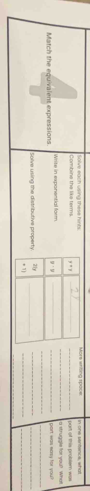 match the equivalent expressions. solve each using these hints: combine…