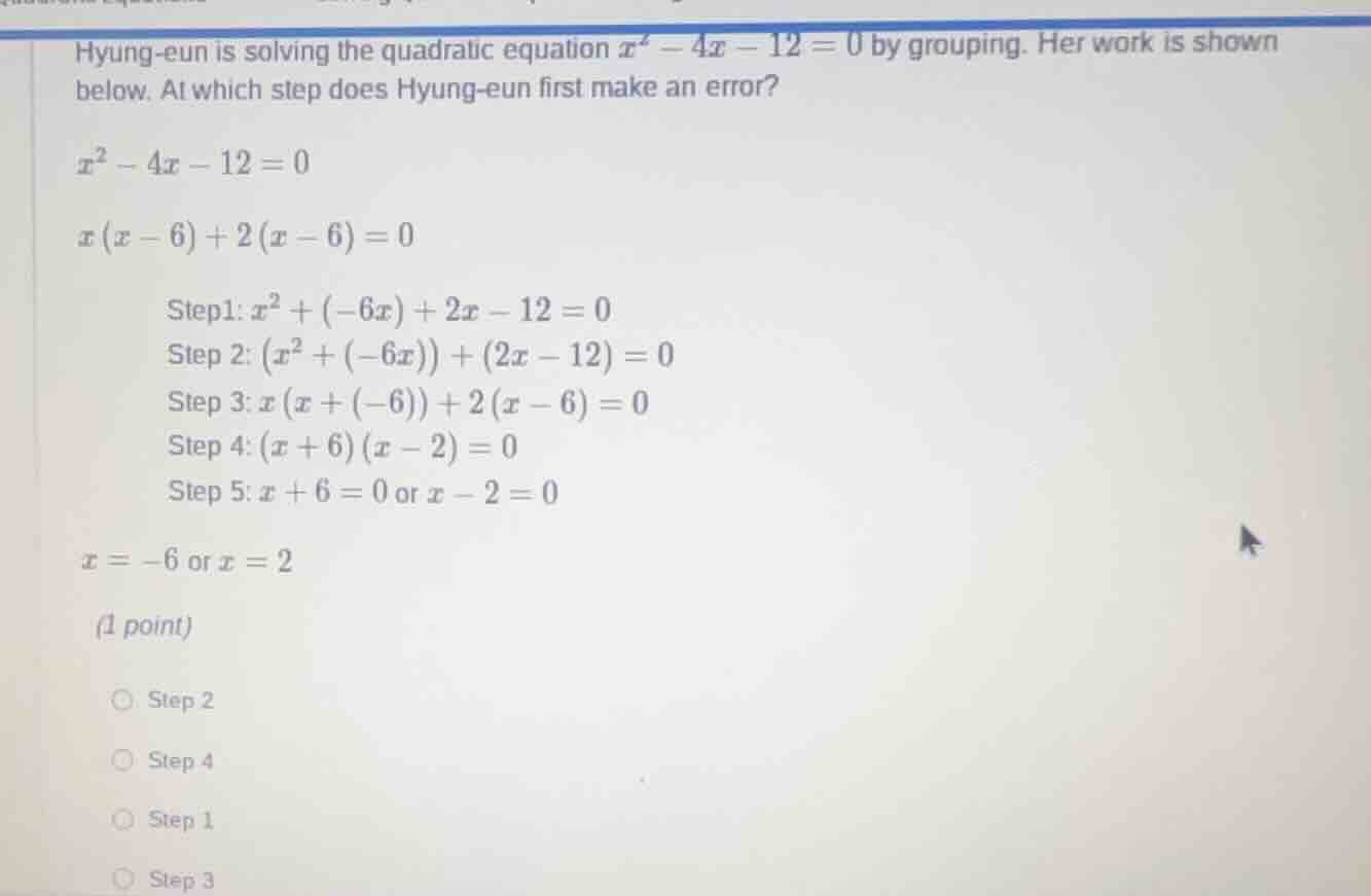 hyung-eun is solving the quadratic equation $x^2 - 4x - 12 = 0$ by grou…