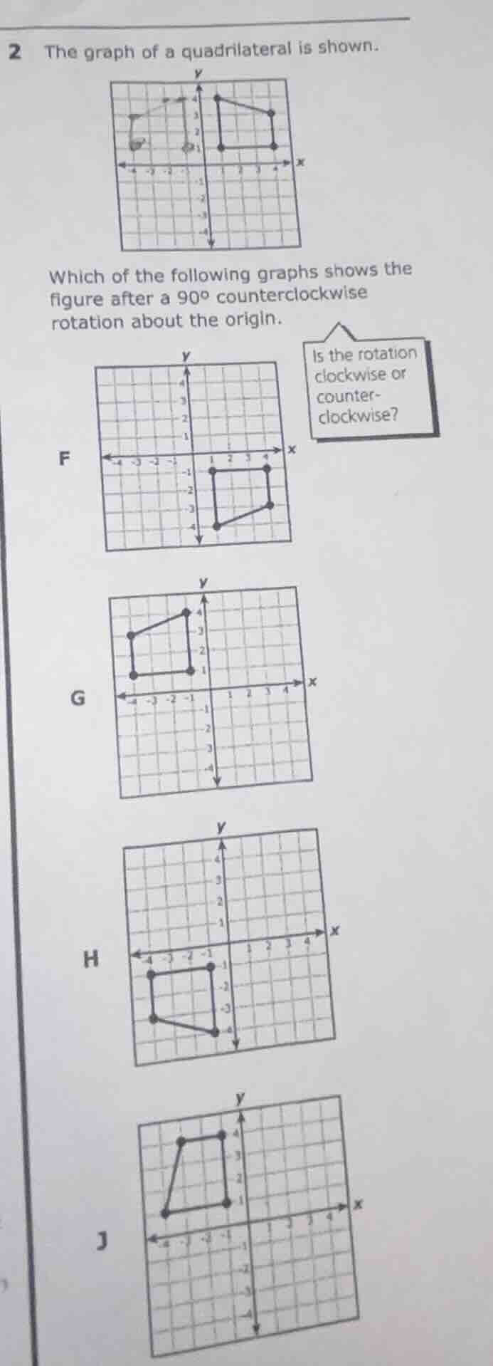 2 the graph of a quadrilateral is shown. which of the following graphs …