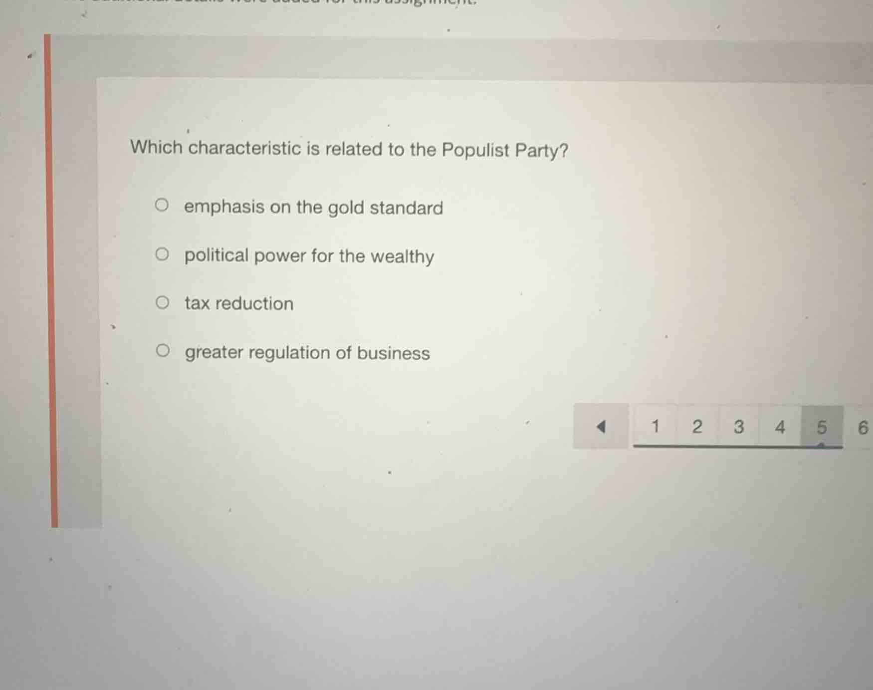 which characteristic is related to the populist party? - emphasis on th…