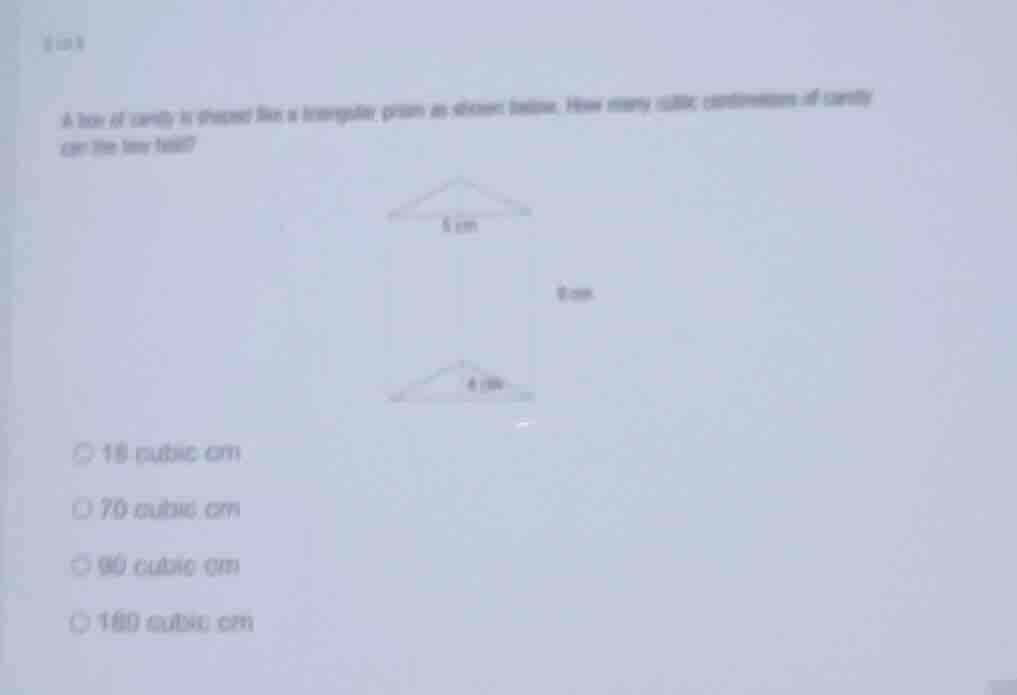 a box of candy is shaped like a triangular prism as shown below. how ma…