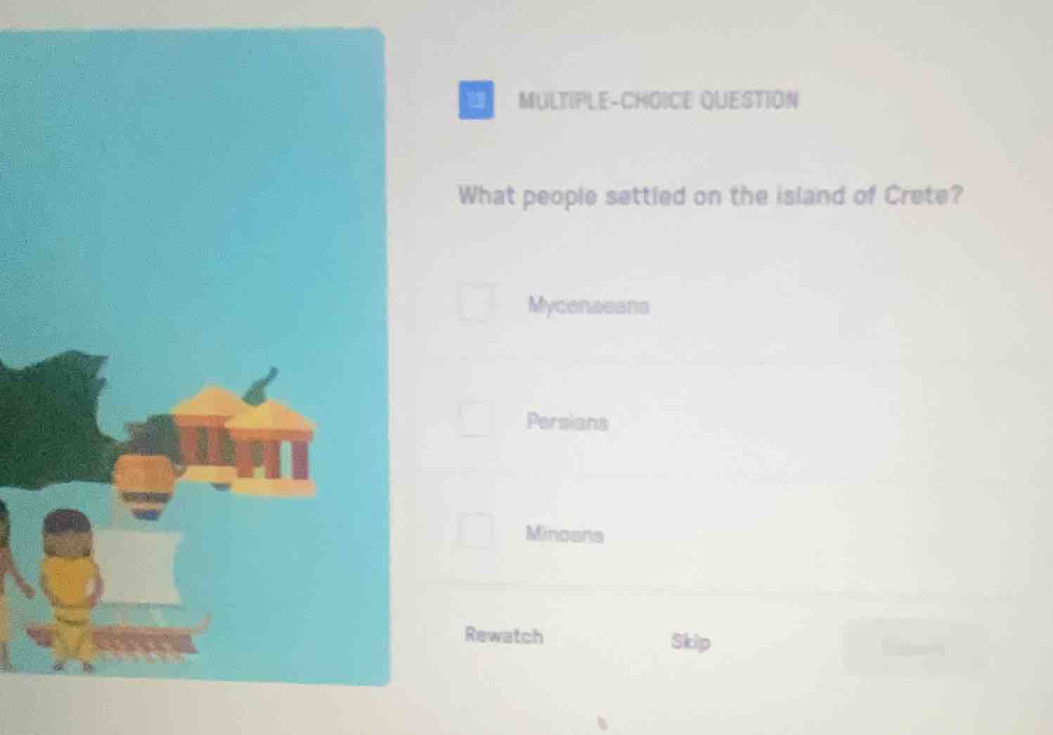 multiple-choice question what people settled on the island of crete? my…