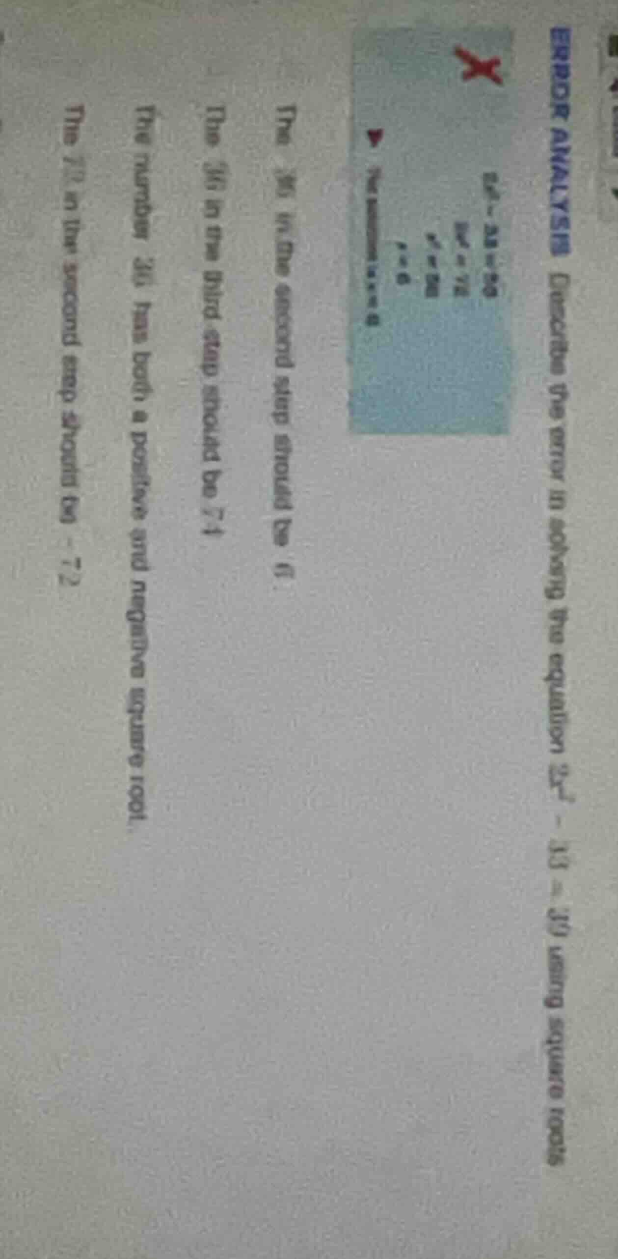 error analysis describe the error in solving the equation (2x^2 - 10 = …