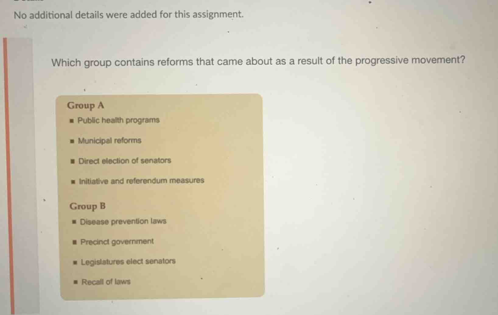 no additional details were added for this assignment. which group conta…