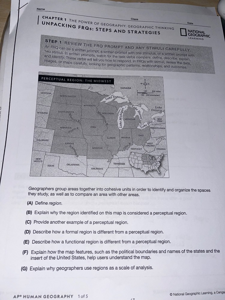 name class date chapter 1 the power of geography: geographic thinking u…