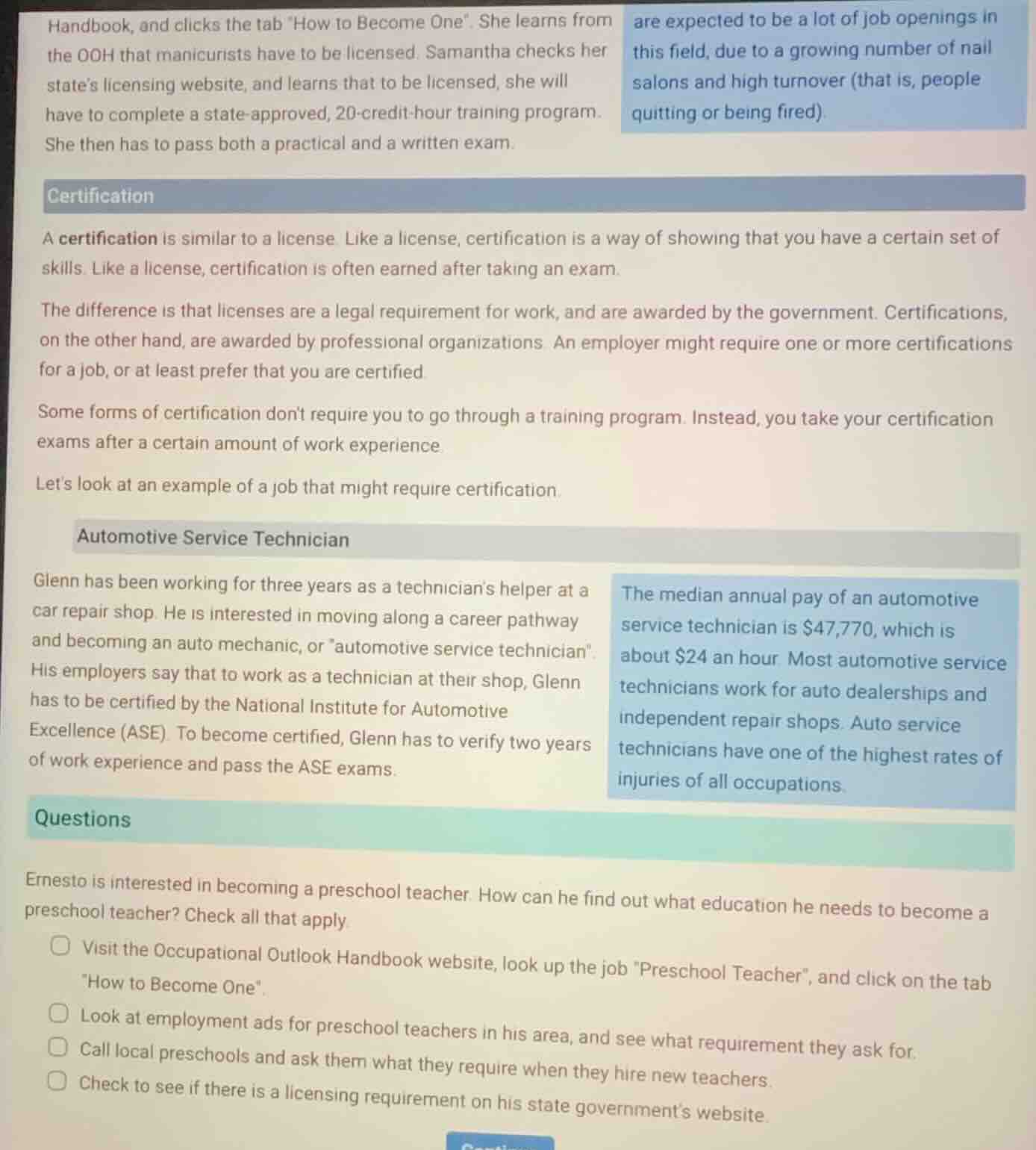 ernesto is interested in becoming a preschool teacher. how can he find …