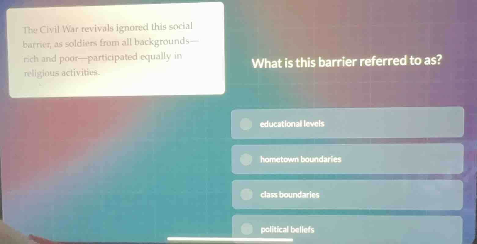 the civil war revivals ignored this social barrier, as soldiers from al…