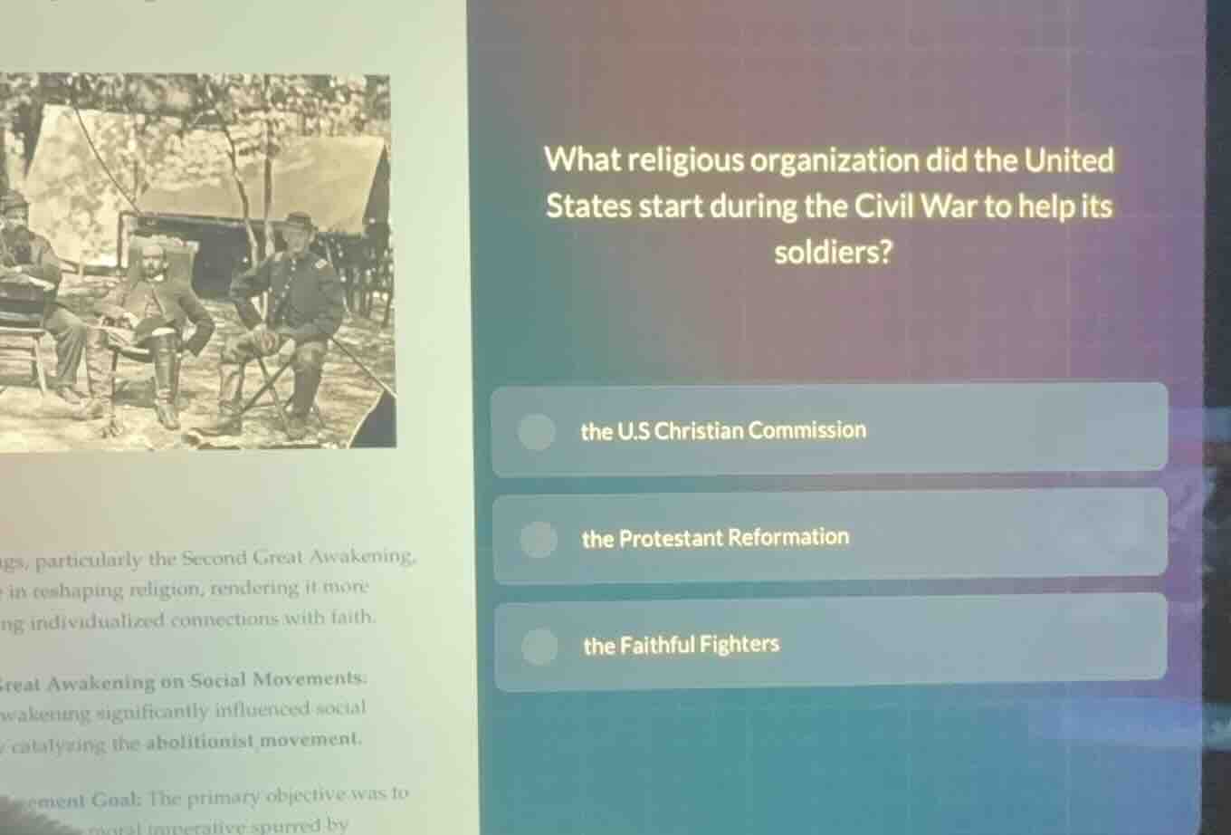 what religious organization did the united states start during the civi…