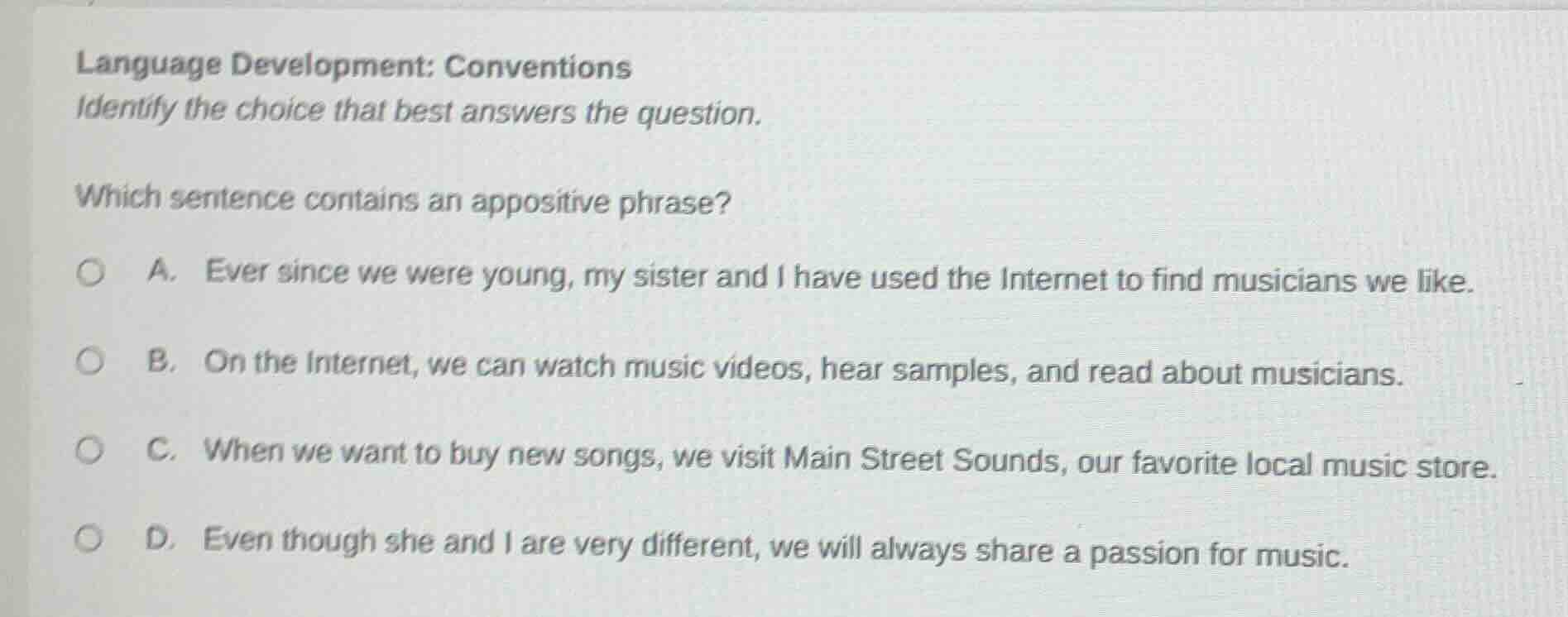 language development: conventions identify the choice that best answers…