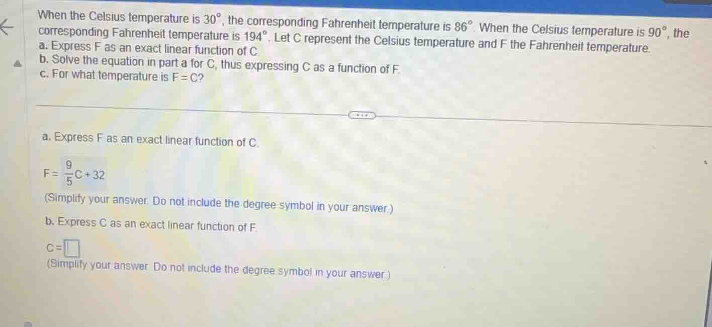 when the celsius temperature is 30°, the corresponding fahrenheit tempe…