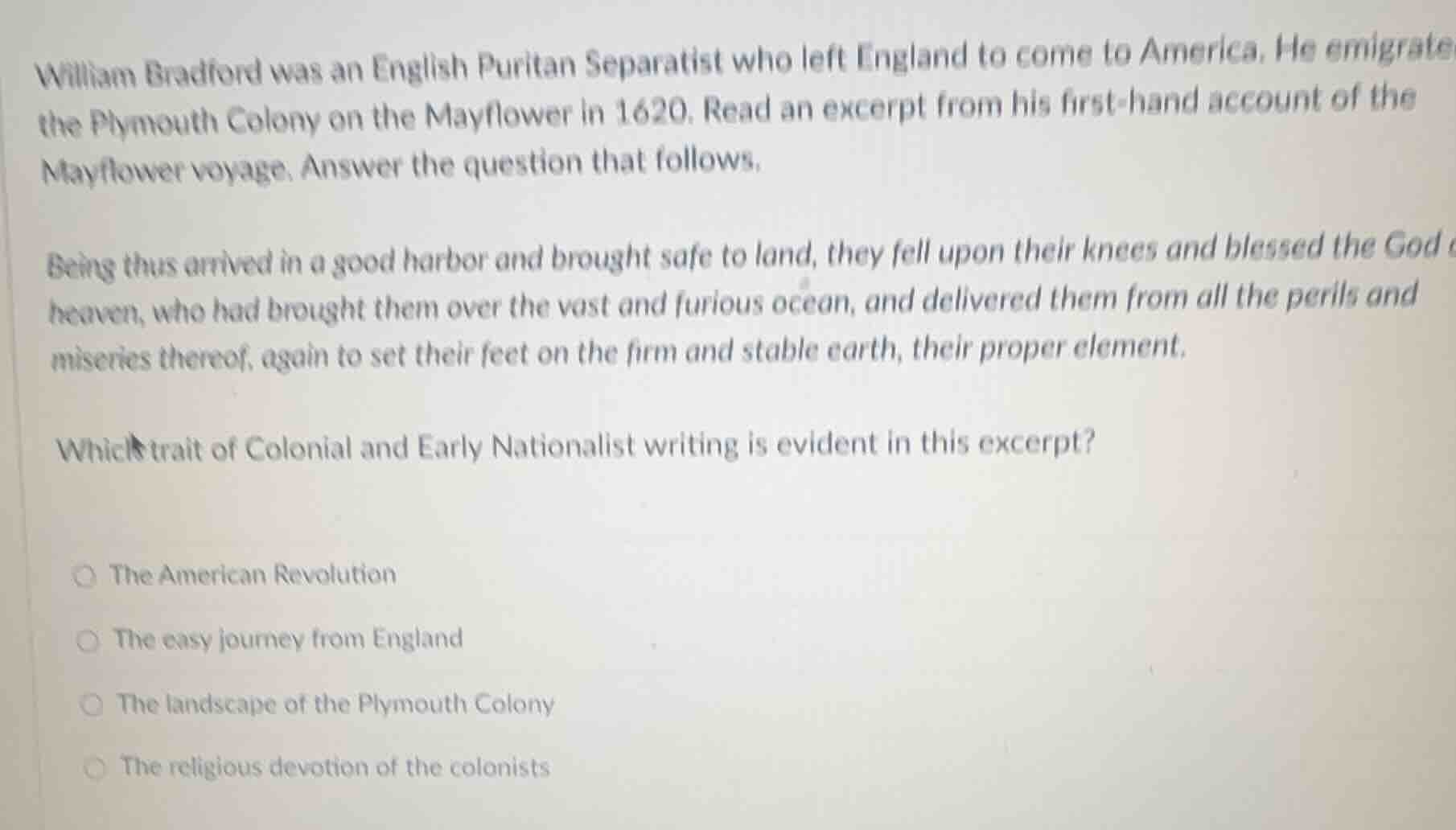 william bradford was an english puritan separatist who left england to …