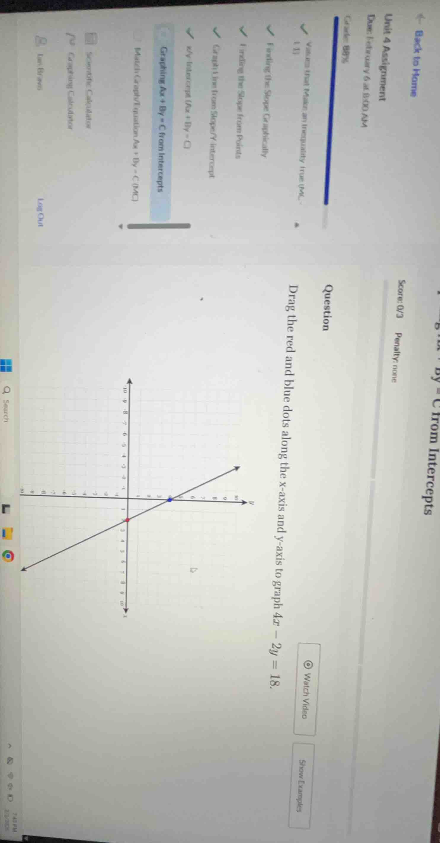question drag the red and blue dots along the x - axis and y - axis to …