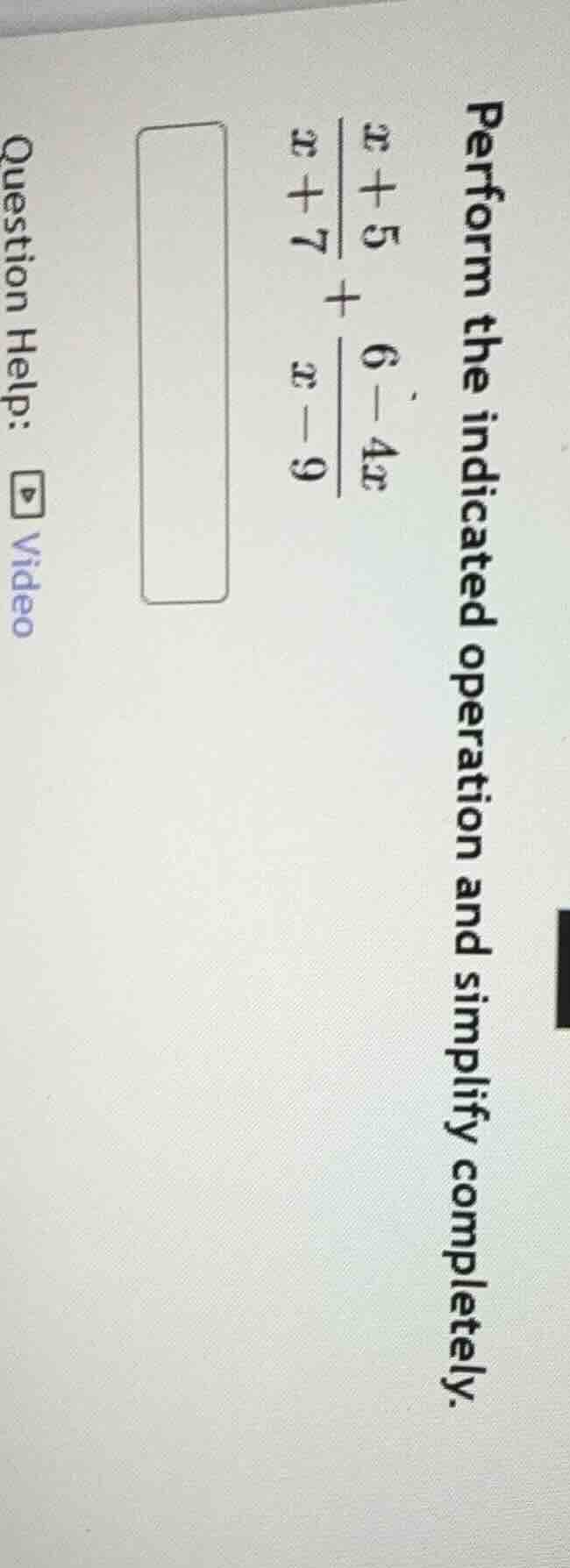 perform the indicated operation and simplify completely. \\(\\frac{x + …