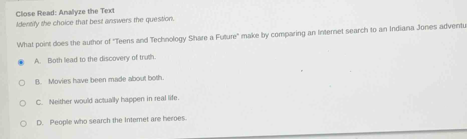 close read: analyze the text identify the choice that best answers the …