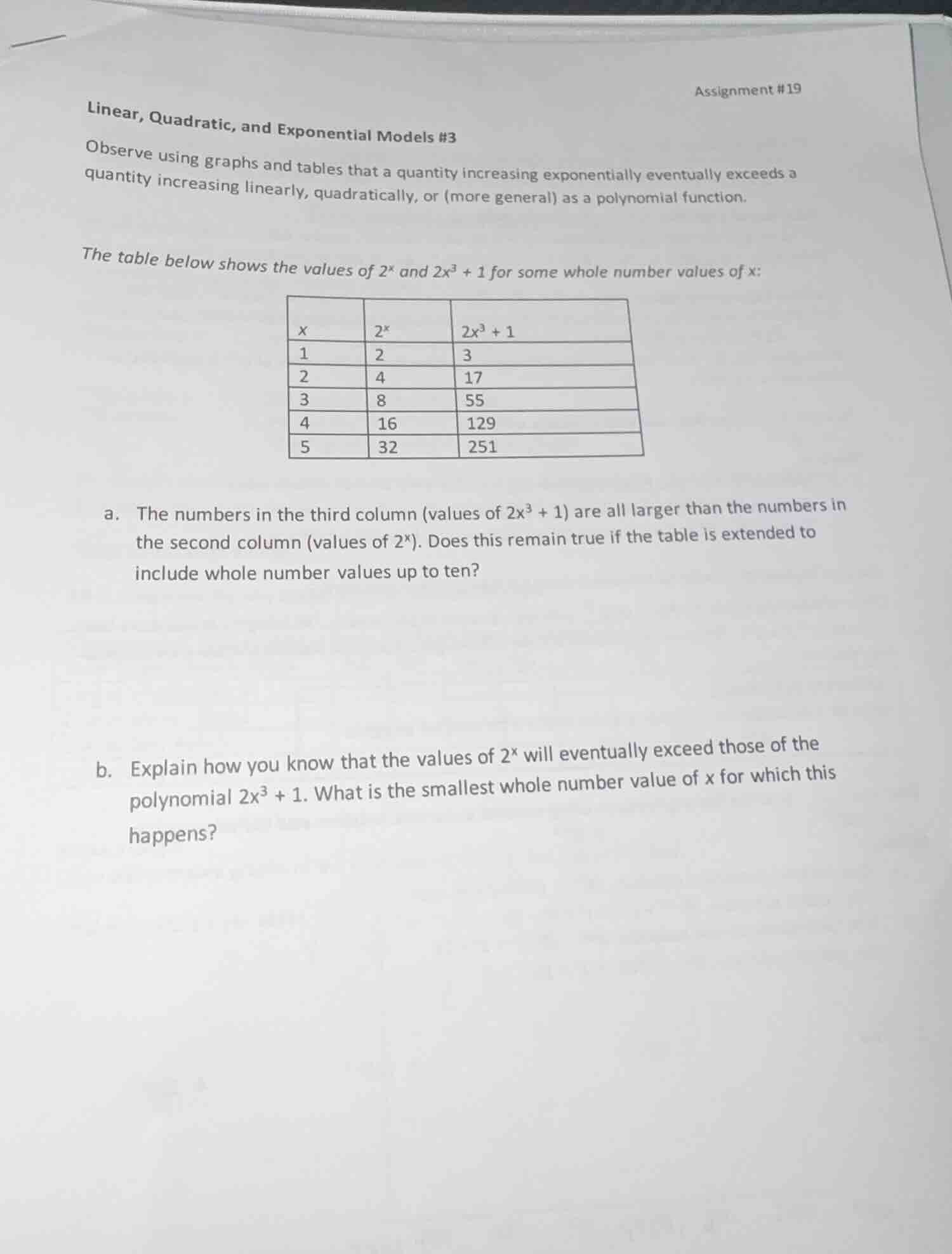 linear, quadratic, and exponential models #3 observe using graphs and t…