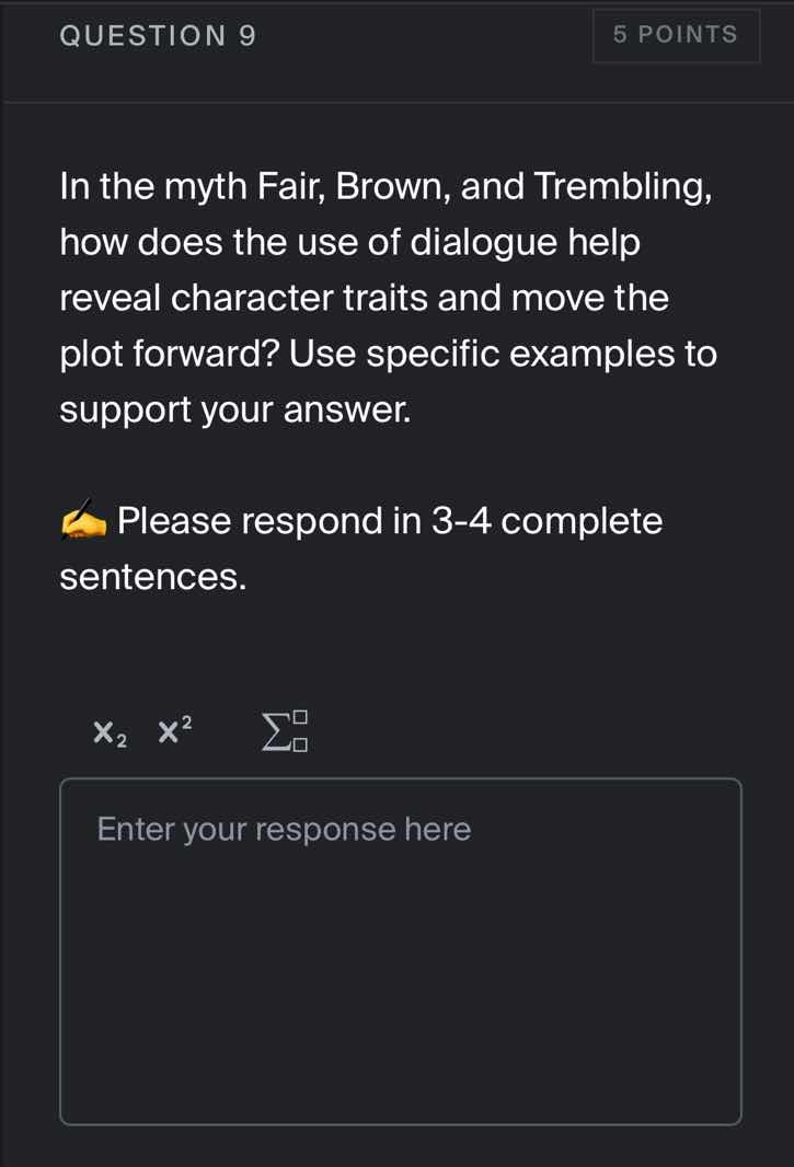 question 9 5 points in the myth fair, brown, and trembling, how does th…
