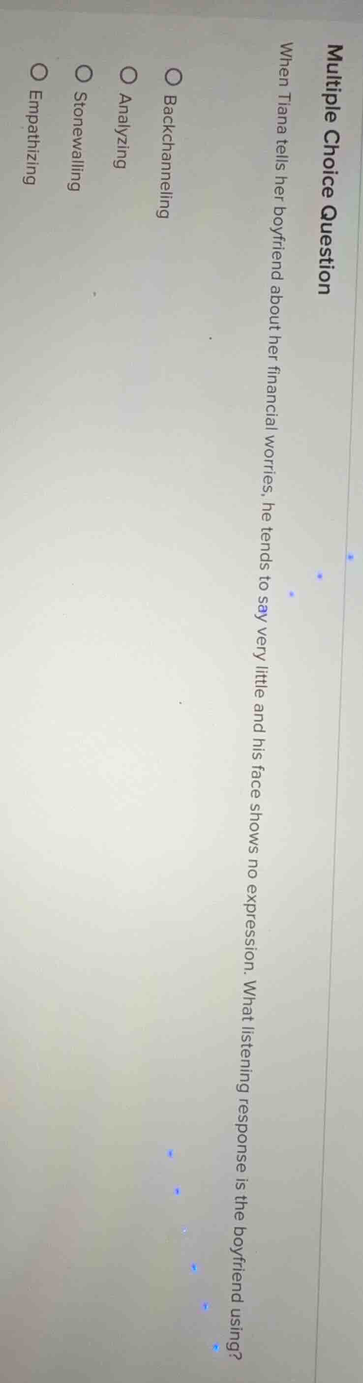 multiple choice question when tiana tells her boyfriend about her finan…