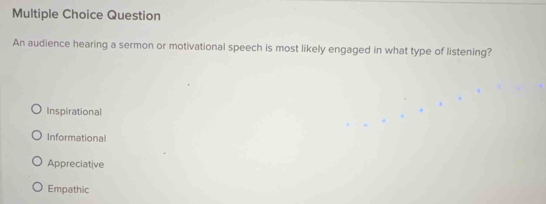 multiple choice question an audience hearing a sermon or motivational s…