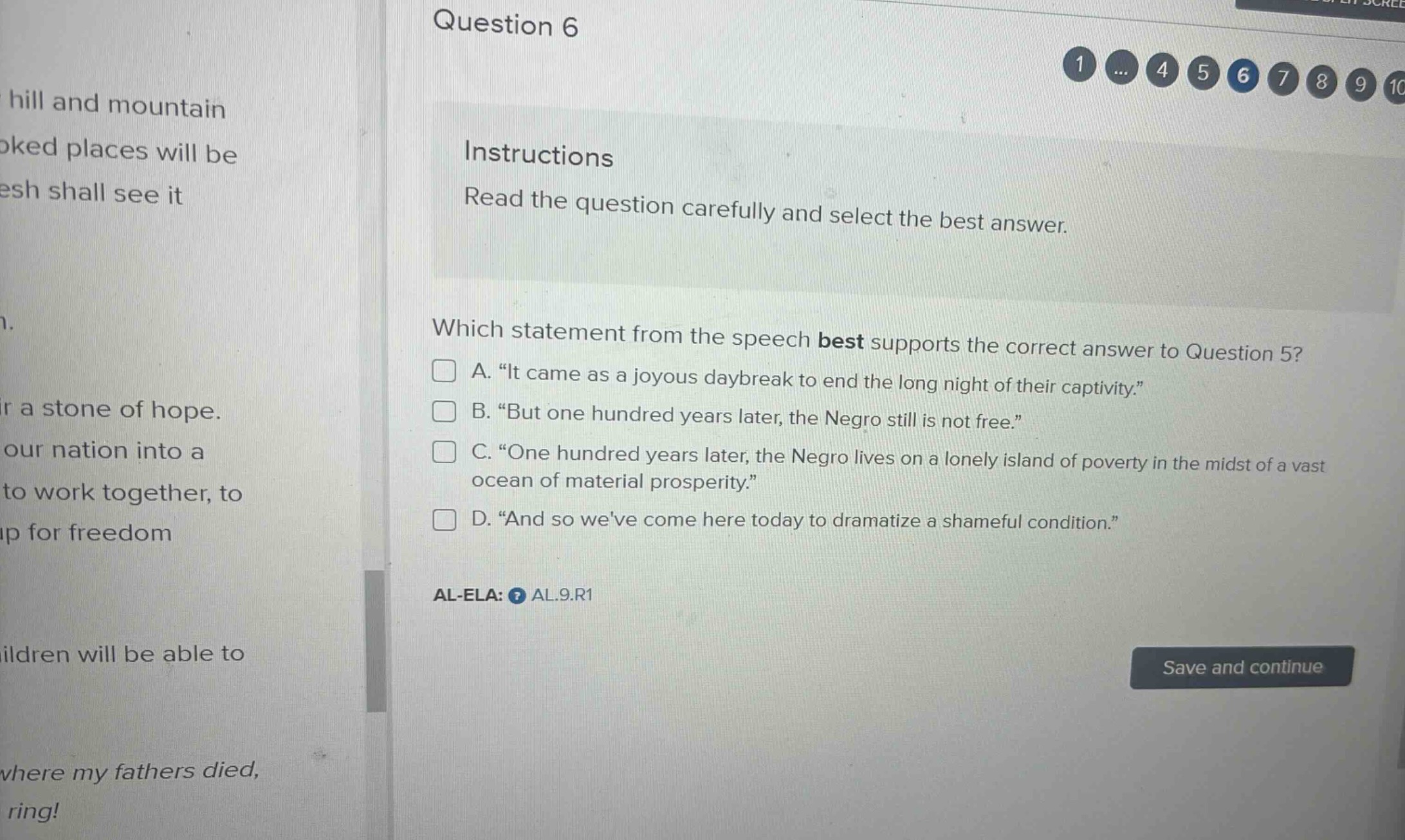 question 6 instructions read the question carefully and select the best…