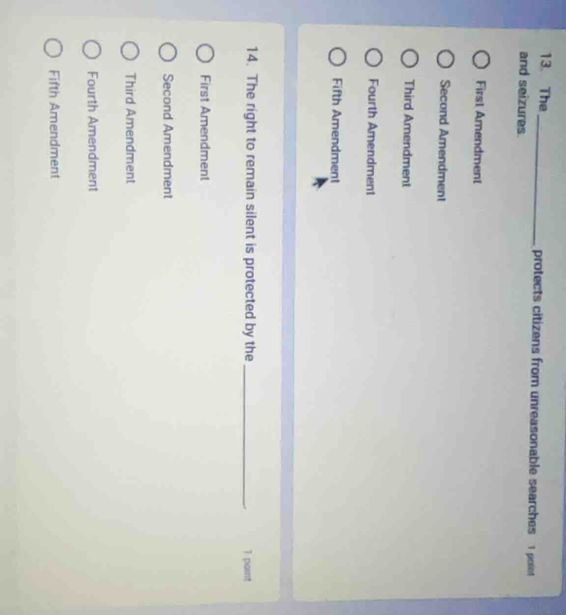 13. the ______ protects citizens from unreasonable searches and seizure…