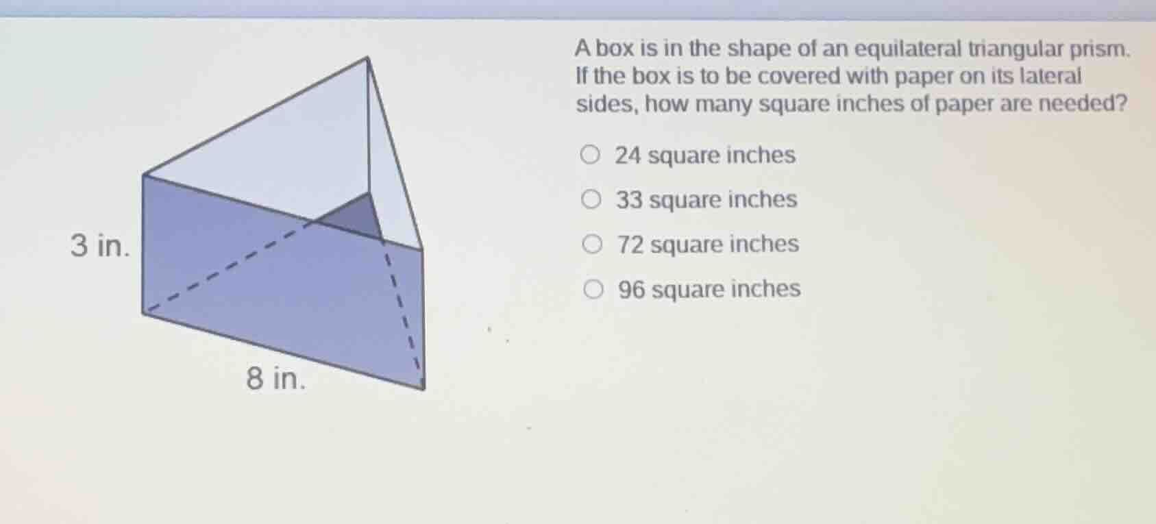 a box is in the shape of an equilateral triangular prism. if the box is…