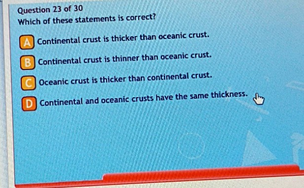 question 23 of 30 which of these statements is correct? a continental c…