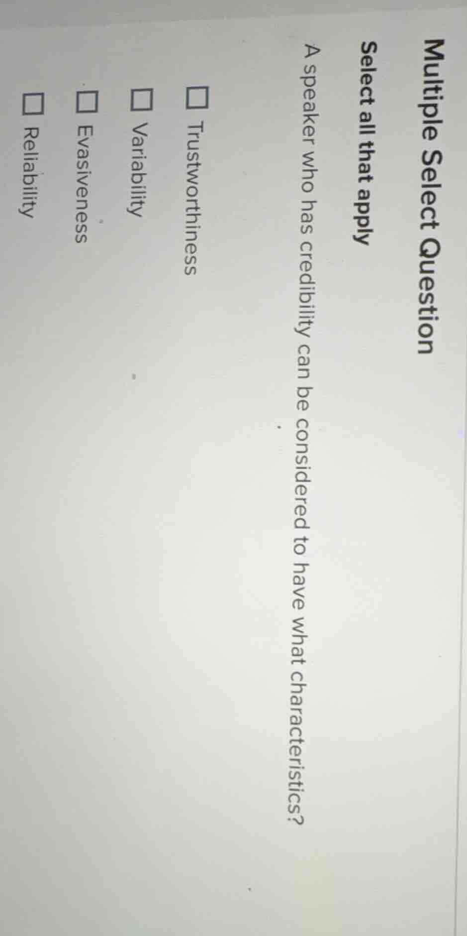 multiple select question select all that apply a speaker who has credib…