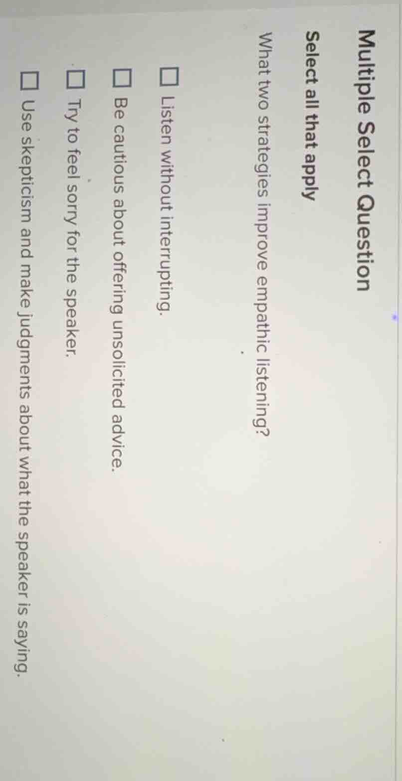 multiple select question select all that apply what two strategies impr…