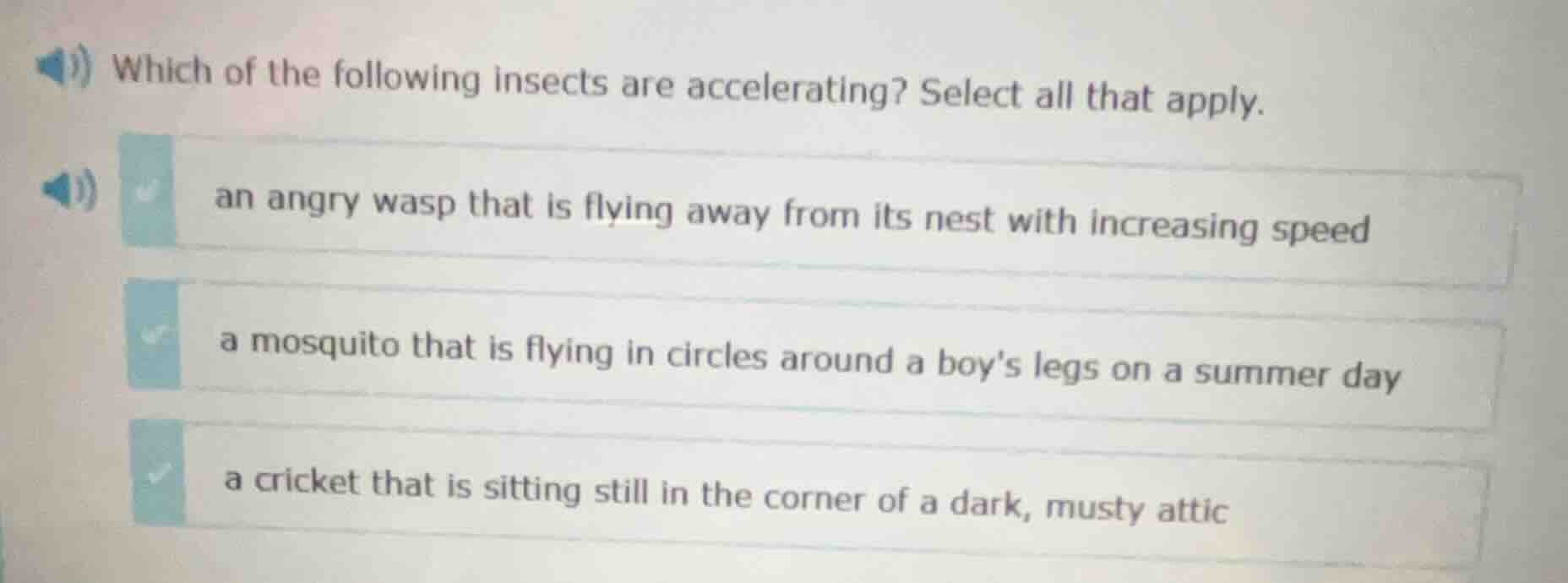 which of the following insects are accelerating? select all that apply.…