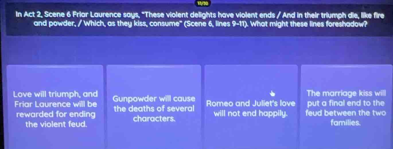 in act 2, scene 6 friar laurence says, “these violent delights have vio…