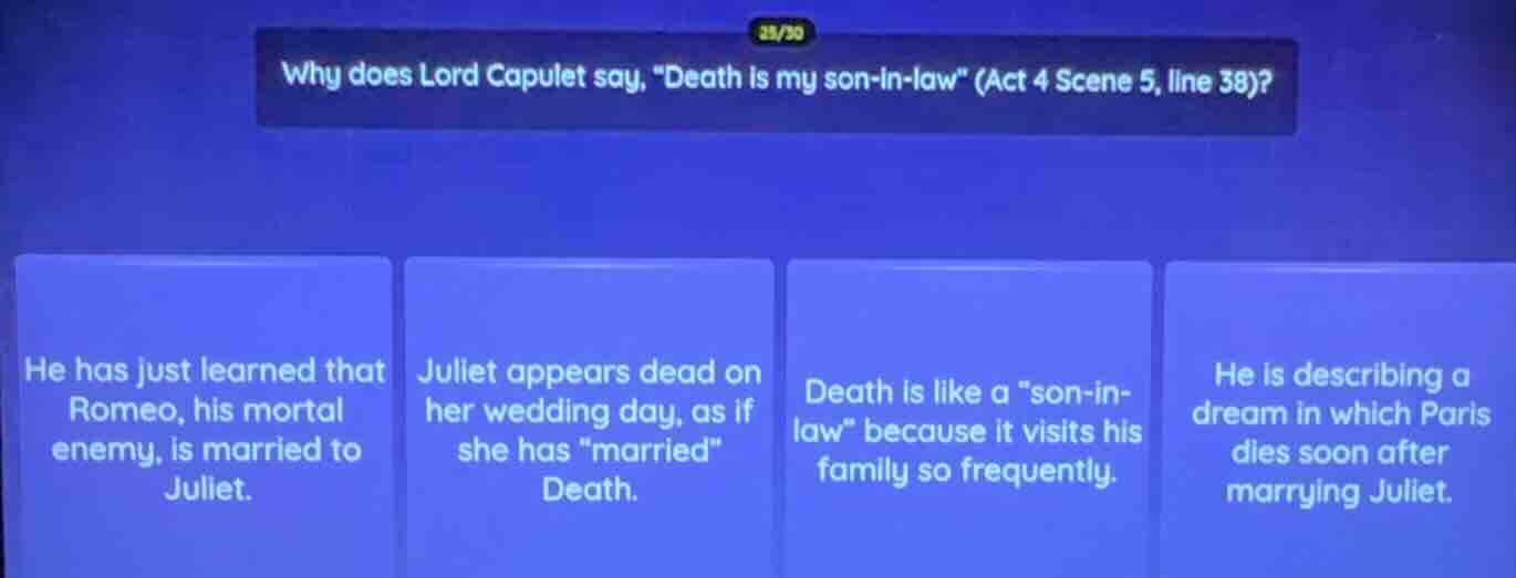why does lord capulet say, \death is my son - in - law\ (act 4 scene 5,…