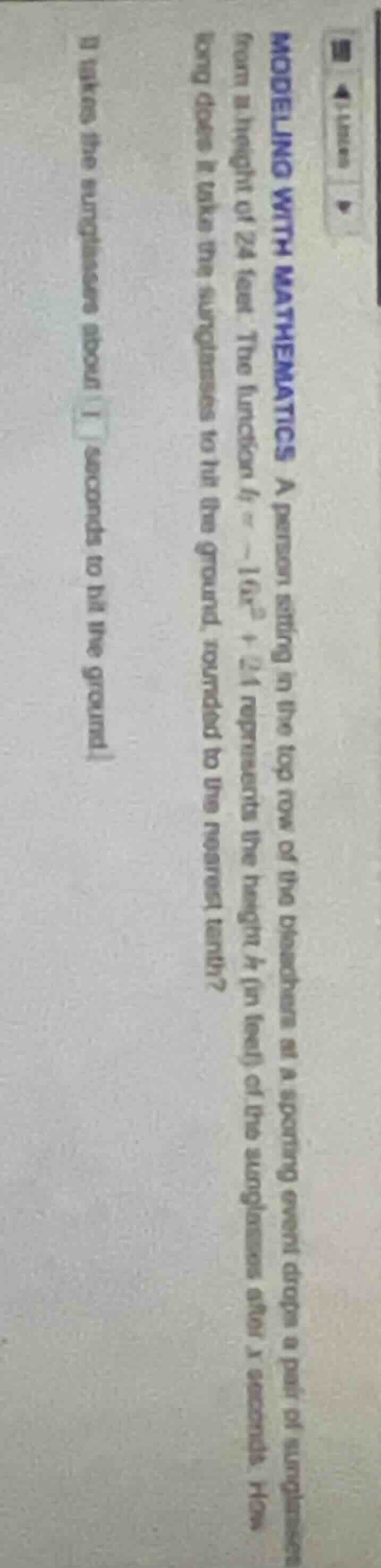 modeling with mathematics a person sitting in the top row of the bleach…