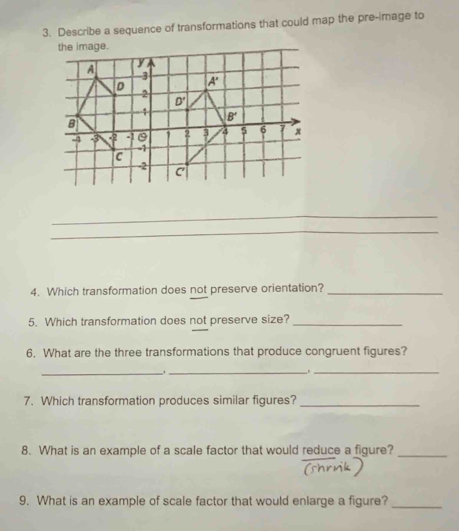 3. describe a sequence of transformations that could map the pre - imag…