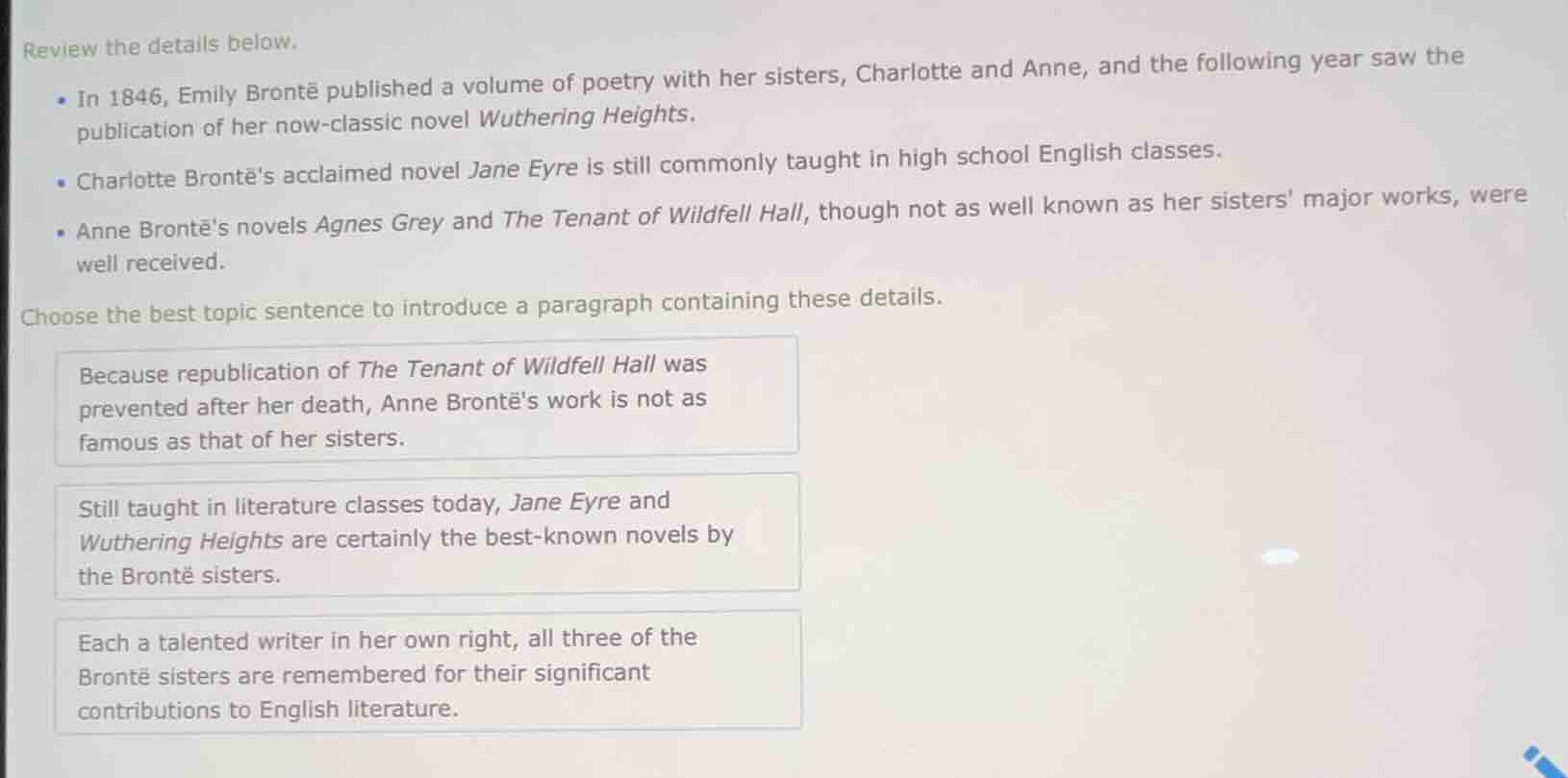 review the details below. - in 1846, emily brontë published a volume of…