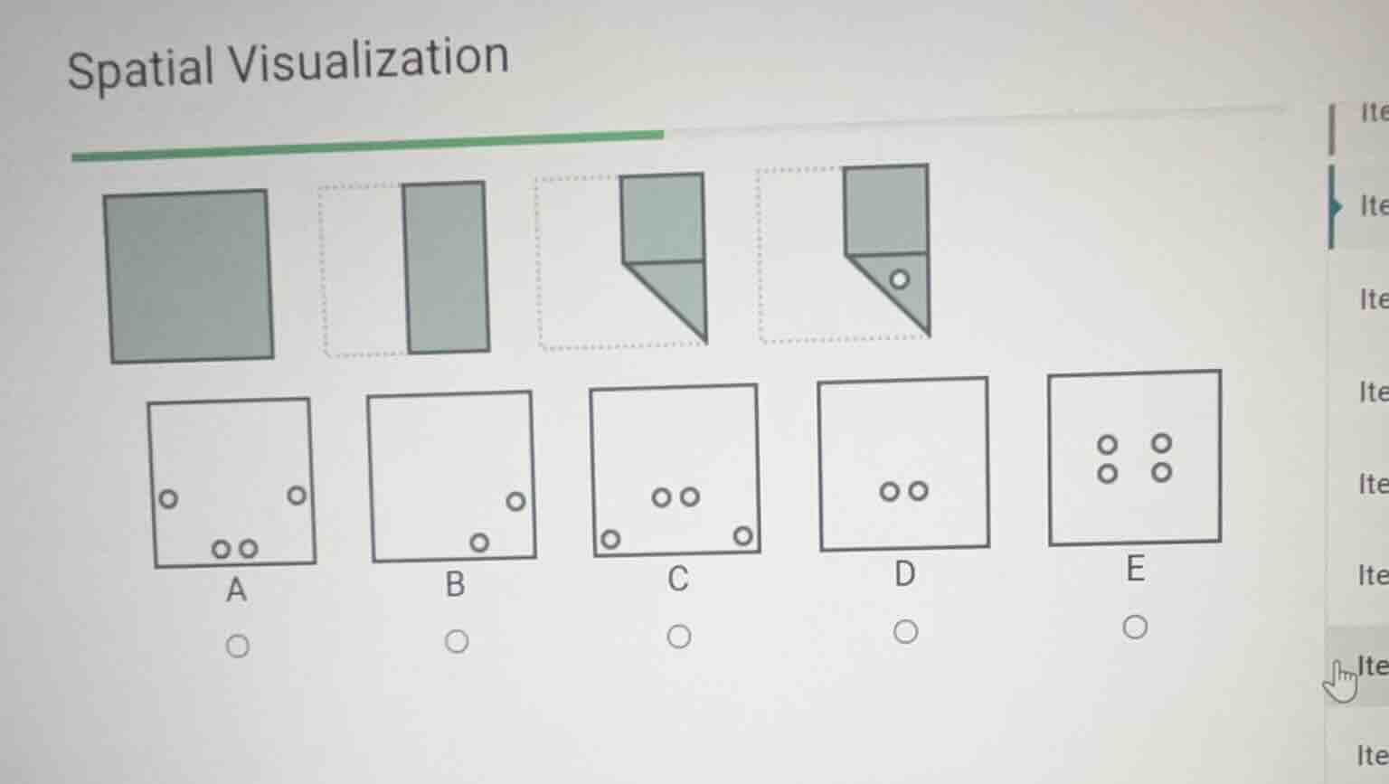 spatial visualization a b c d e